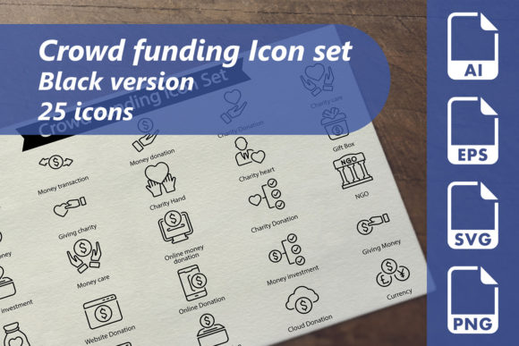 Crowd Funding Line Icons for Modern Web Design