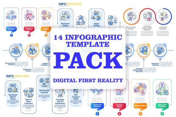 Digital First Infographic Template Set Graphics