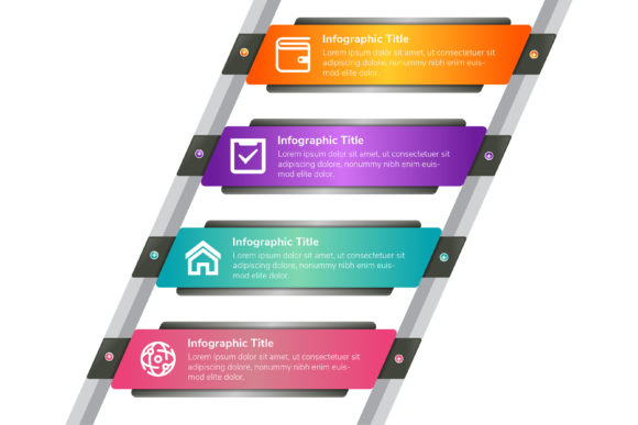 Four Steps Diagonal Infographic Graphics