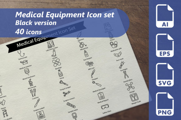 Medical Equipment Line Graphics for Crafting