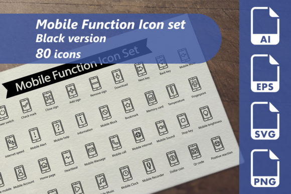Mobile Function Line Icon Set Graphics