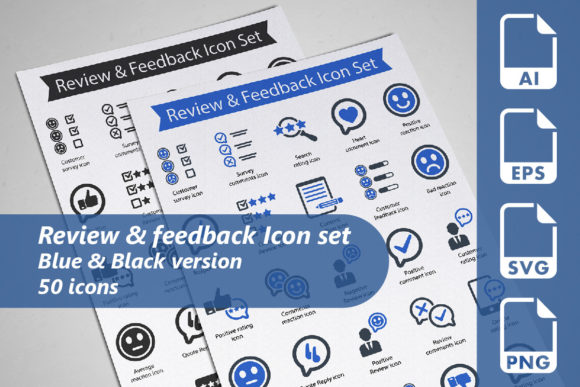 Review Feedback Icon Set Graphics for Crafters